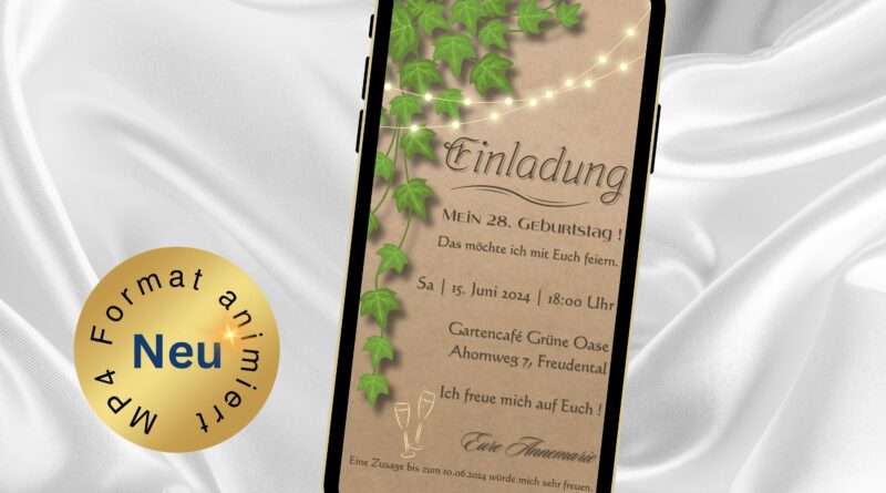 eCard Geburtstag Boho Efeuranke