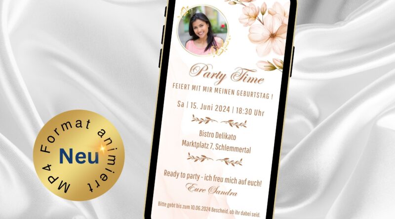 eCard Geburtstagseinladung Boho rose