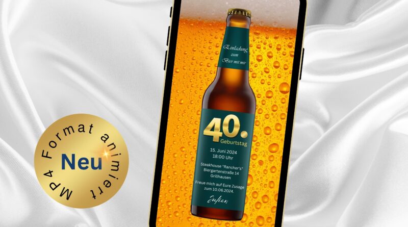eCard 40. Geburtstag Bierparty
