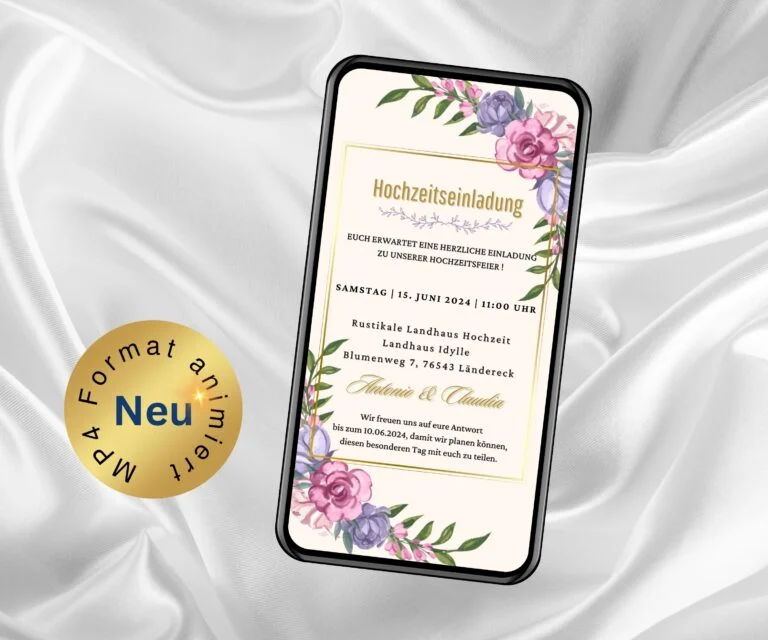 Hochzeitseinladung Boho Wilde Rosen