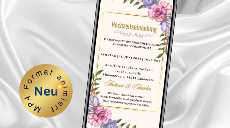 Hochzeitseinladung Boho Wilde Rosen