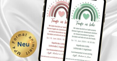 eCard Taufeinladung Boho Regenbogen