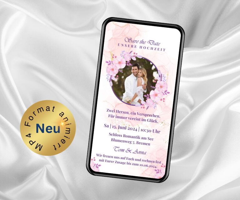 eCard Hochzeitseinladung Wildblumen Boho
