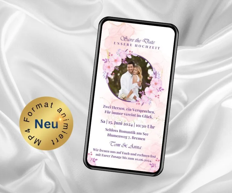 eCard Hochzeitseinladung Wildblumen Boho