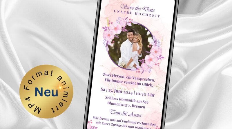 eCard Hochzeitseinladung Wildblumen Boho