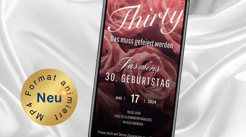 eCard 30. Geburtstag Rosen