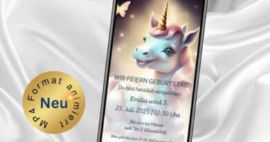 Digitale Einladung Kindergeburtstag Einhorn