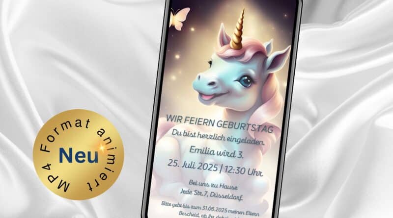 Digitale Einladung Kindergeburtstag Einhorn