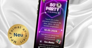 eCard Einladung Mottoparty 80er Jahre